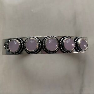 1988 Chic Silver and Lavender Pink Pastel Stones Women's Bracelet